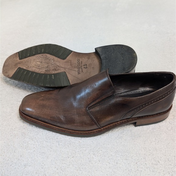 Stefano Castelli Mens 10 43 Brown Vero Cuoio Real Leather Slip-On Dress Shoes